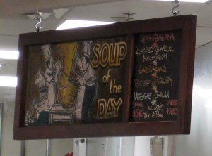 One of the Soupmeister's daily menu lists.
