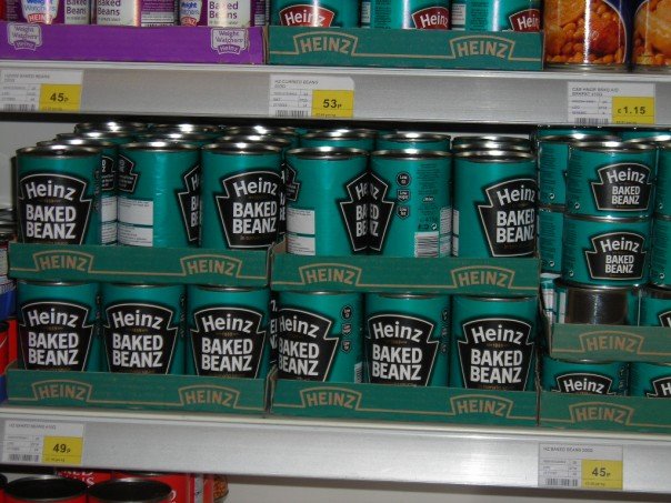 Baked beans, almost full aisles dedicated to them. Beans on toast is a common meal there, as popular as North American's Kraft dinner.