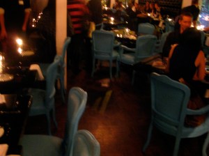 The CornerSuite Bistro's blue chairs