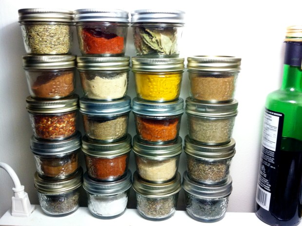 Some of my spice selection... This site above my stove and adds colour to my kitchen all the time!