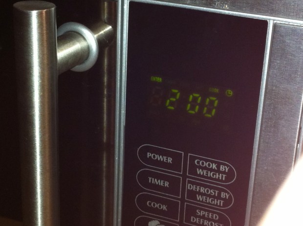 Fold the bag closed and pop in the microwave for 2:00 minutes, or until popping slows down.