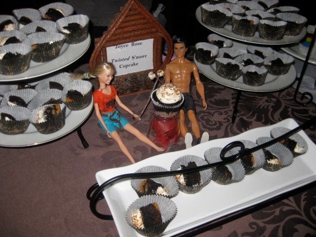 S'more Cupcakes with camping Ken & Barbie