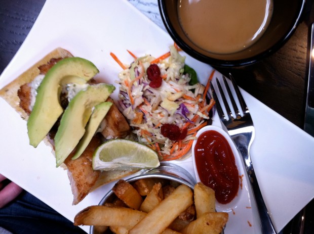 Open faced fish sandwich, reportedly is amazing!