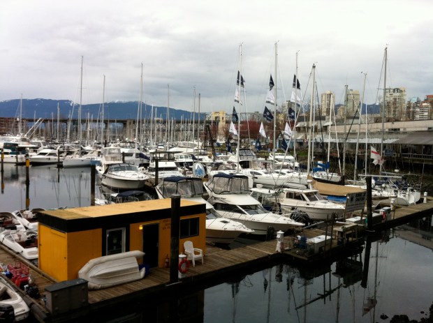 WHET Kitchen patio on the right, overlooks Granville Island harbour.