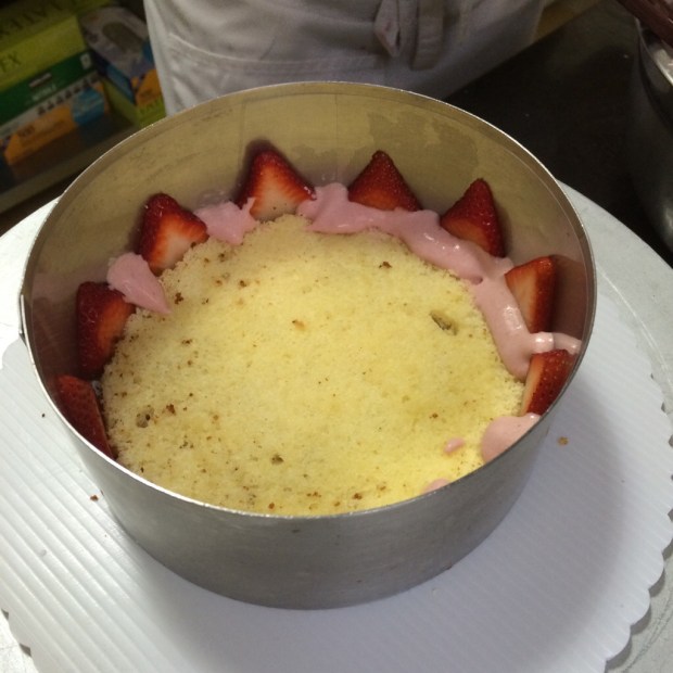 Our second entremet, we finish tomorrow, strawberry and vanilla.