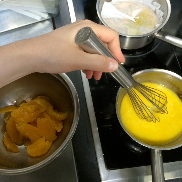 Making orange compote for the first time. 