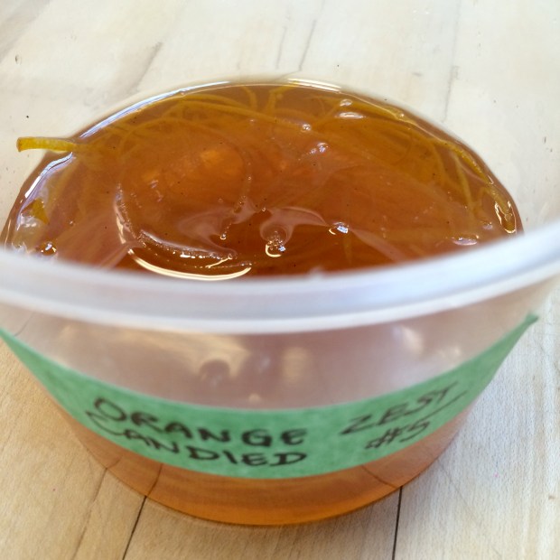We made candied orange zest. It was easy and looks great on a plate, and its tastes great. 