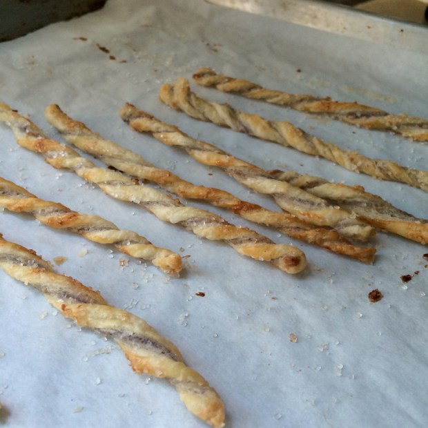 Grissini baked off, ready for garnish. They could have a bit more colour, but they tasted good to me!