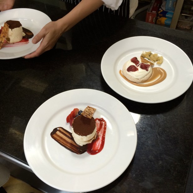 Here are our plates, waiting for critique from our Chef. 