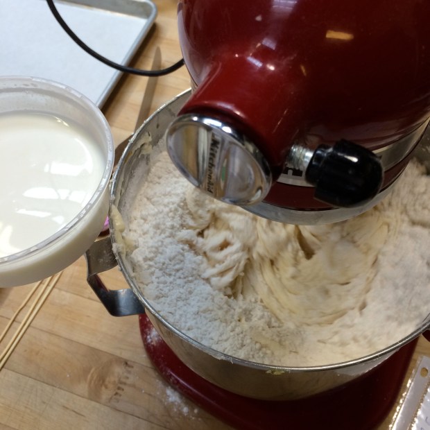 Making the lemon pound cake.