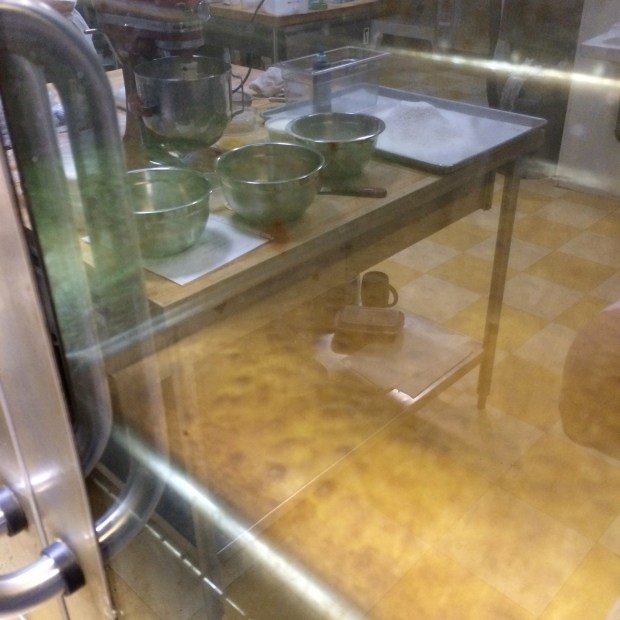 Green and yellow baked at the same time. I made two colours each round, and baked 6-trays of cake. This ended up being way too much cake. Easily made enough cake to make a 6-tier cake.