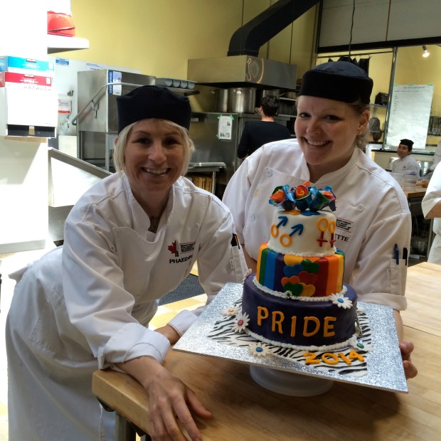 My station partner and I, proud of our final cake!